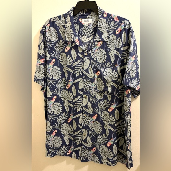 Croft & Barrow Navy Parrot Print Men's Shirt - Picture 2 of 8